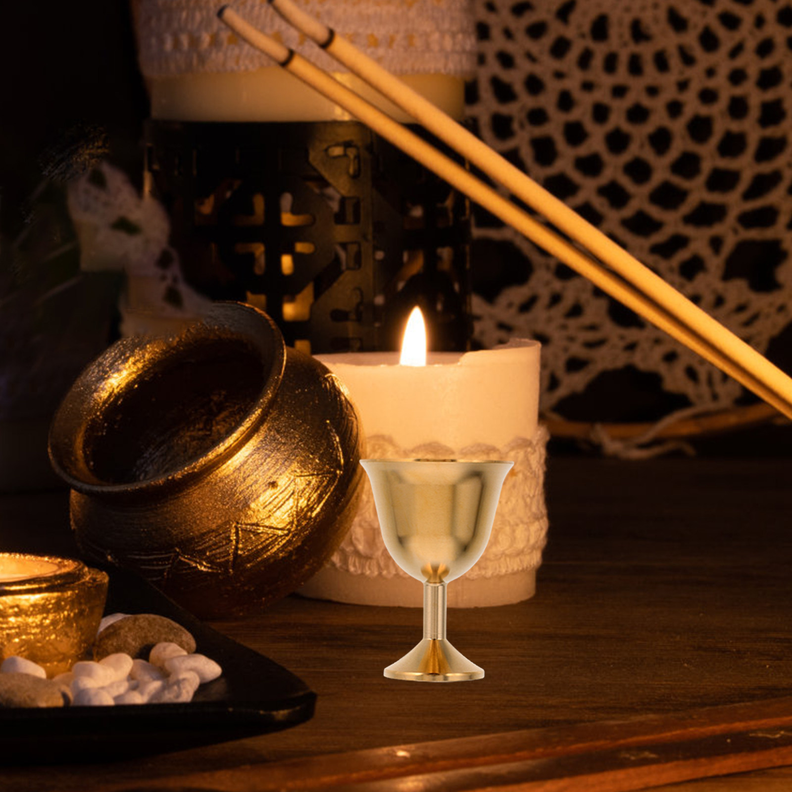 Home Bar Set - Brass Wine Goblet Set 2 Piece