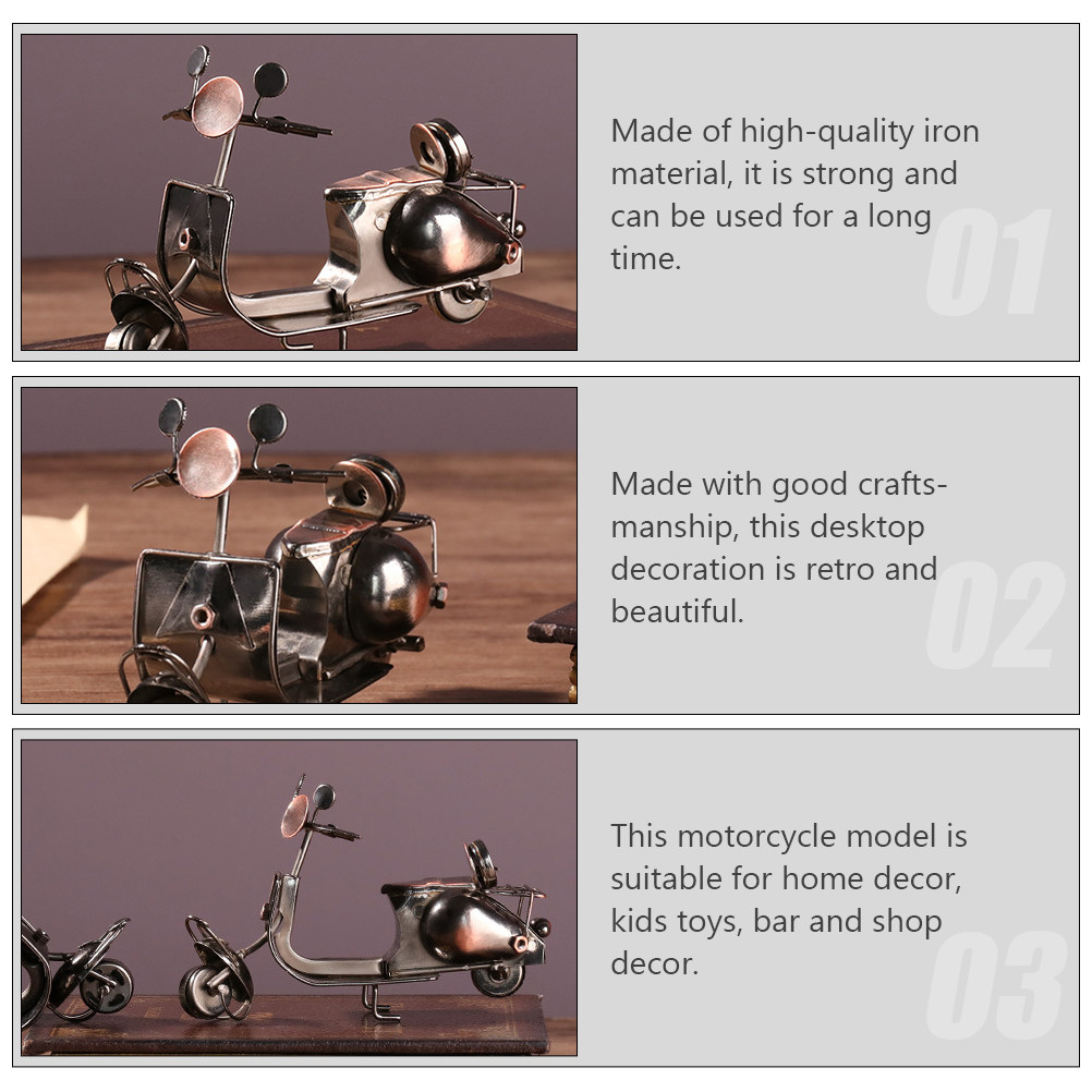 Home Bar Shelf - Retro Iron Motorcycle Sculpture Industrial Style