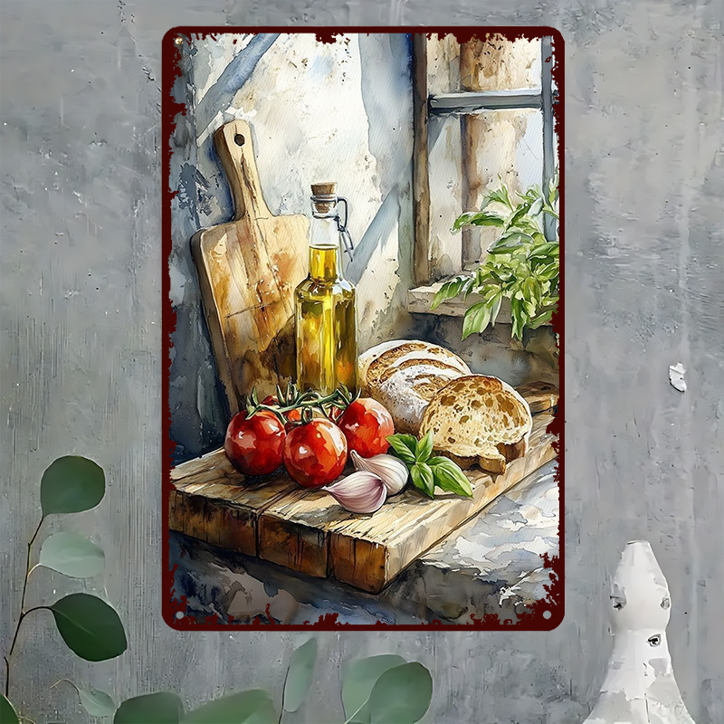 Home Bar And Restaurant - 2D Flat Mediterranean Style Metal Plaque