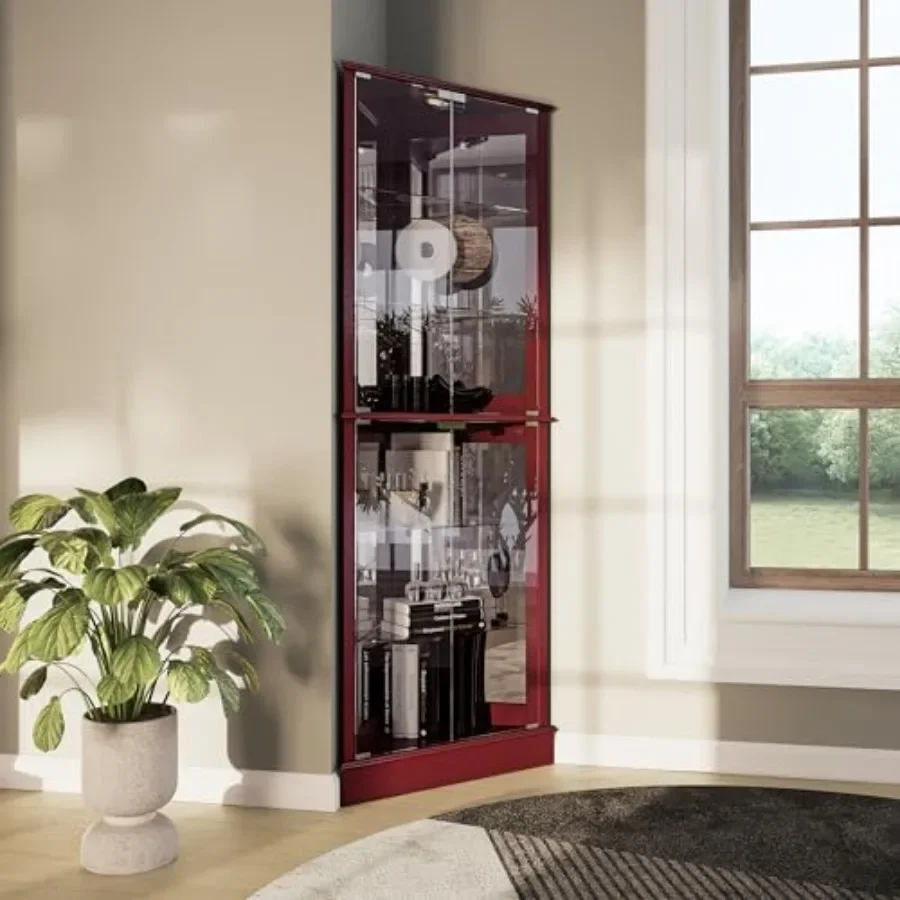 Home Bar And Cabinet - Lighted Corner Display Curio Cabinet for