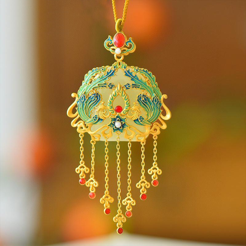 Bar Cart Gold - Ancient gold craftsmanship natural chalcedony enamel