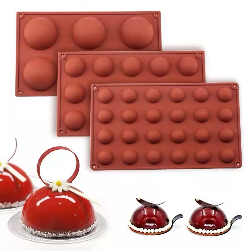 Ice Mold Sphere - 6/15/24 holes Hemisphere Silicone Baking Mold