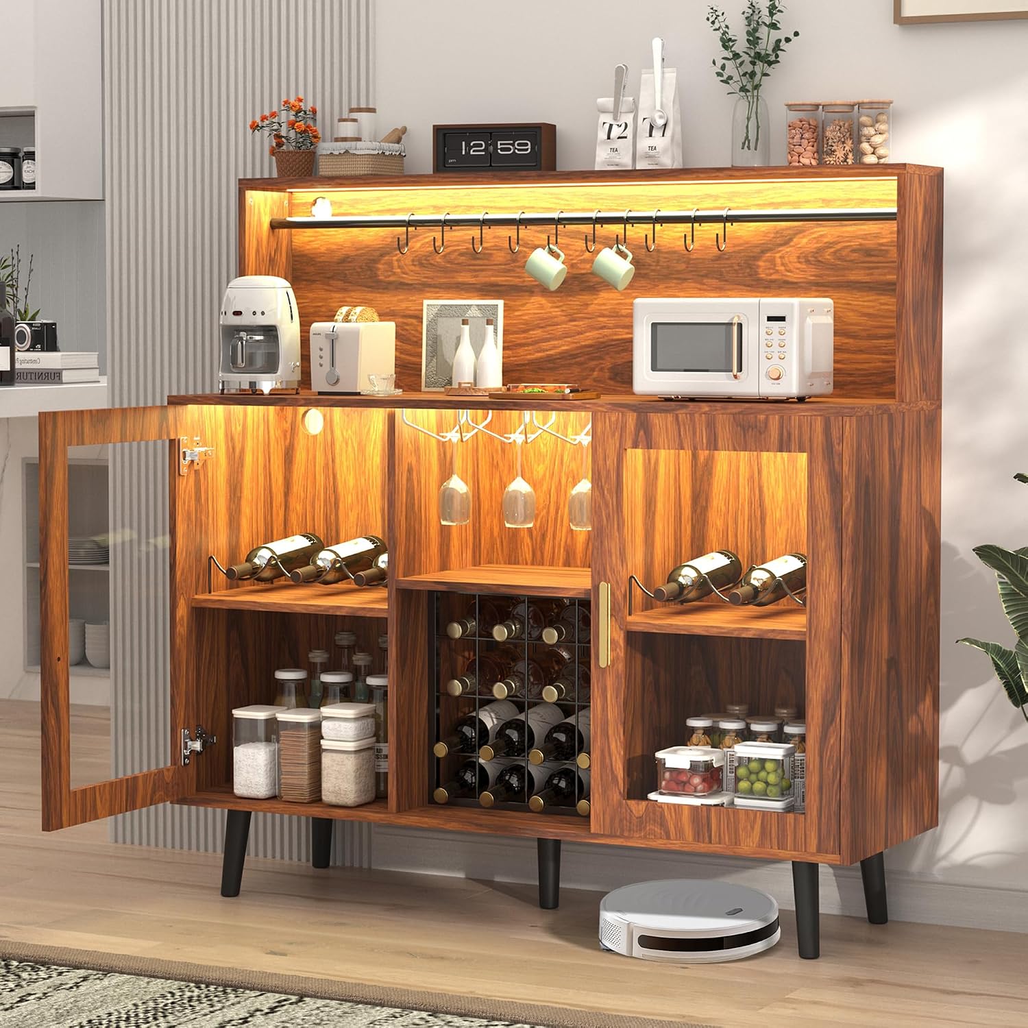 Home Bar And Cabinet - LED Wine Bar Cabinet with Storage