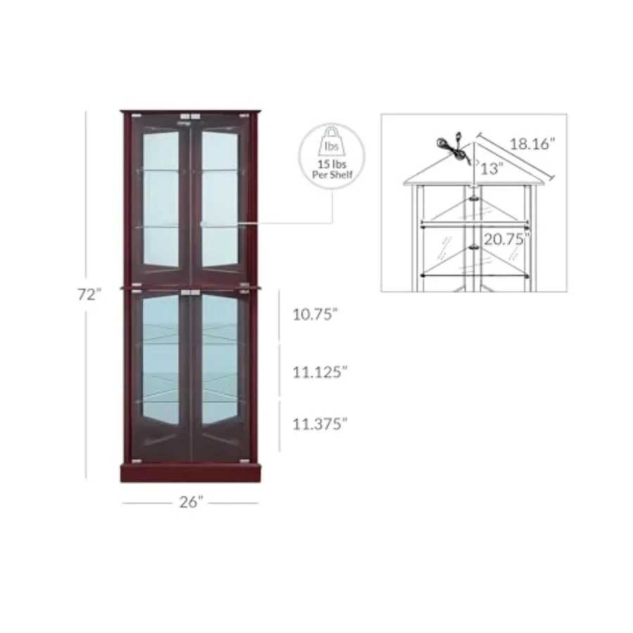 Lighted Corner Display Curio C - Home Bar And Cabinet review and price