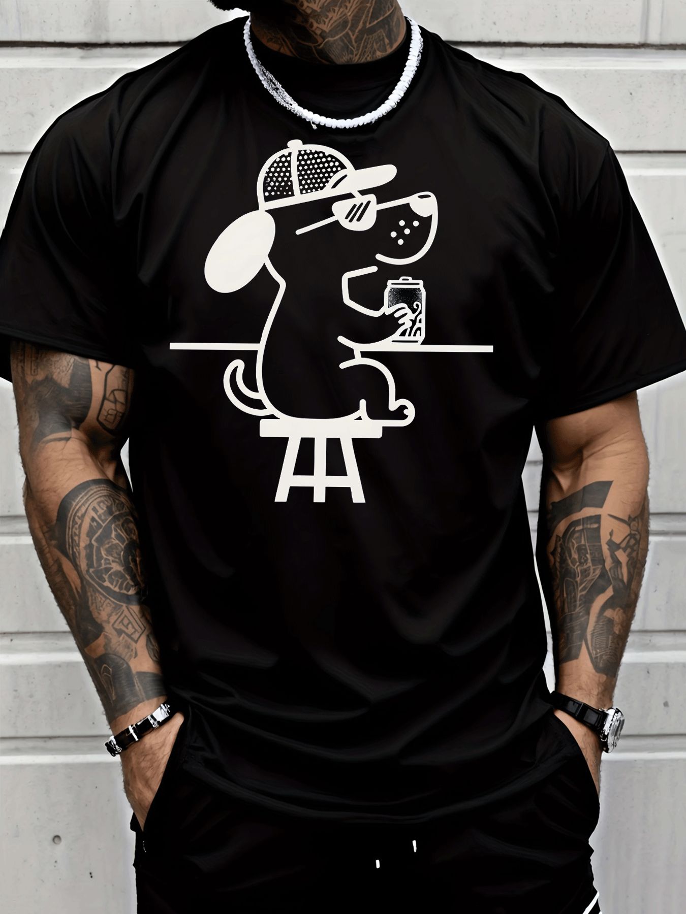 Men Black Crew Neck Tee White  - Home Bar Stools review and price