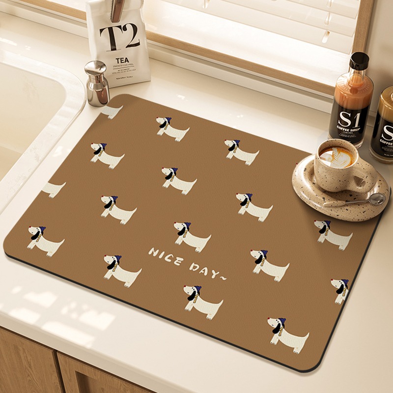 Cartoon Pug Pattern Printed Ki - Bar Mat Rubber review and price