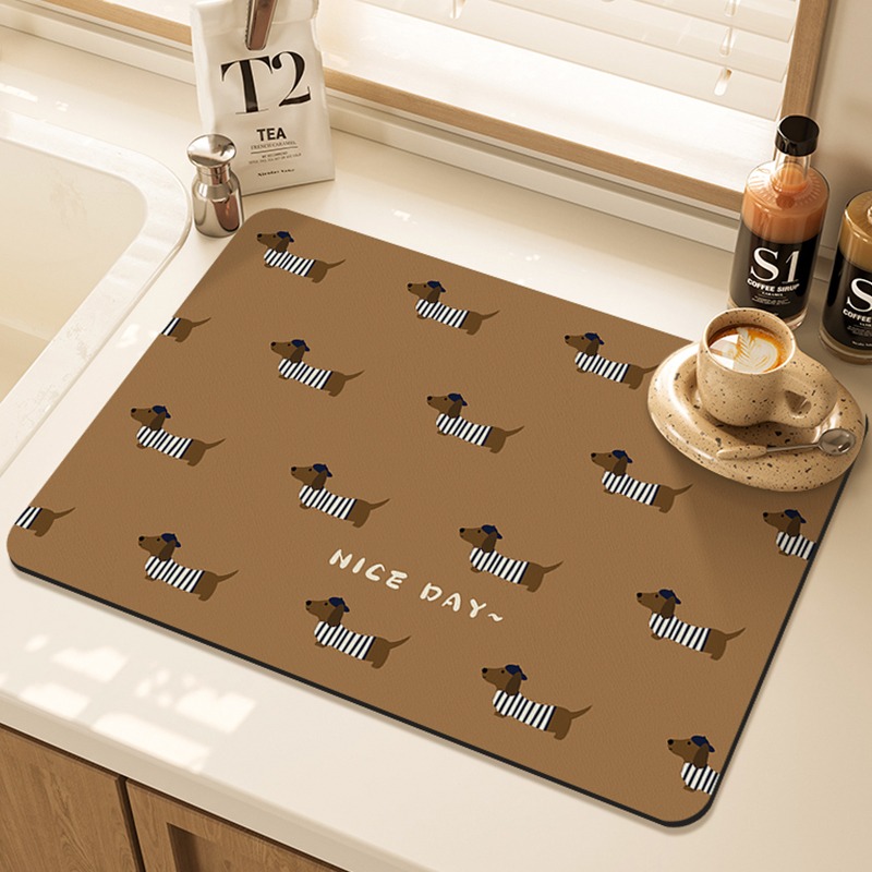 Cartoon Pug Pattern Printed Ki - Bar Mat Rubber review and price