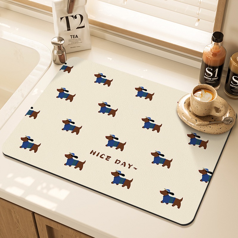 Cartoon Pug Pattern Printed Ki - Bar Mat Rubber review and price