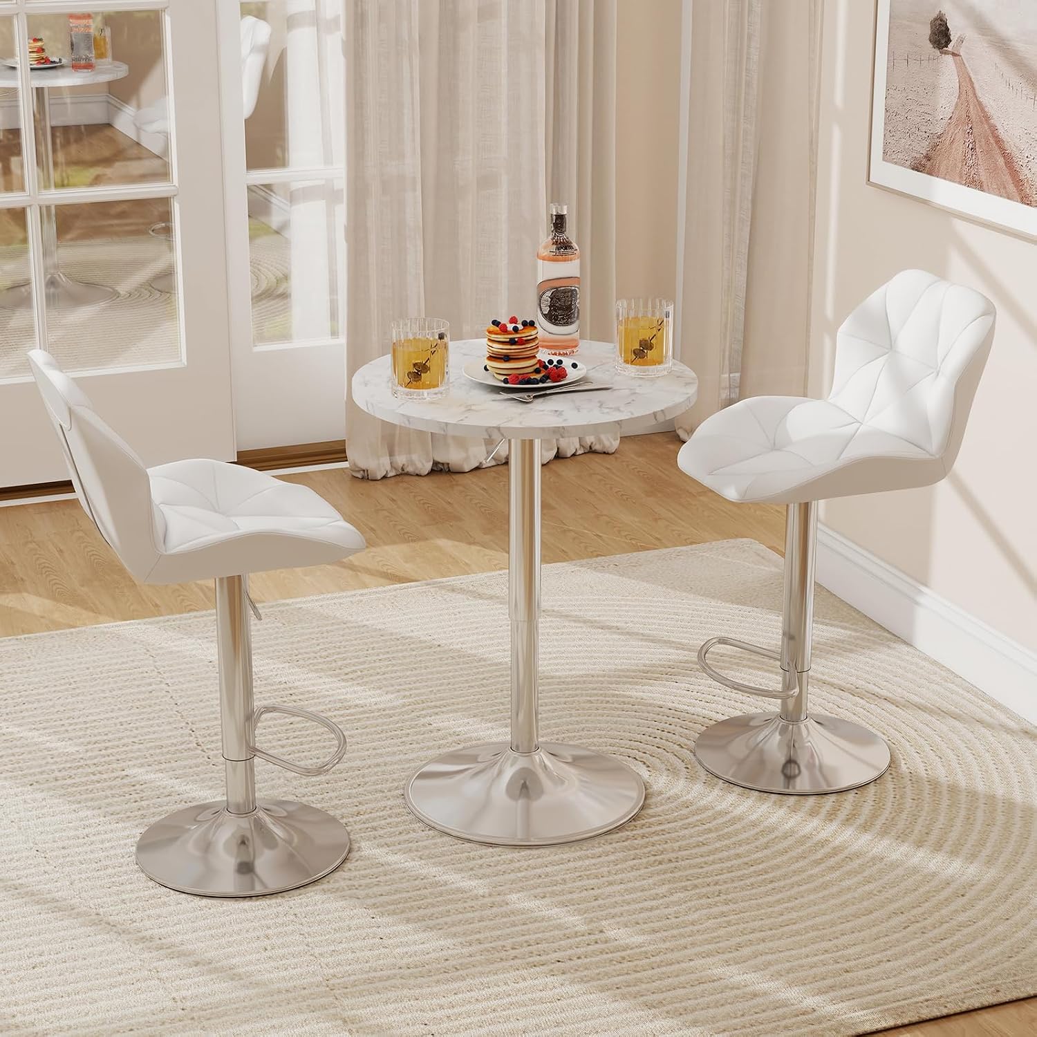 3-Piece Bar Table Set, Marble  - Home Bar Stools review and price