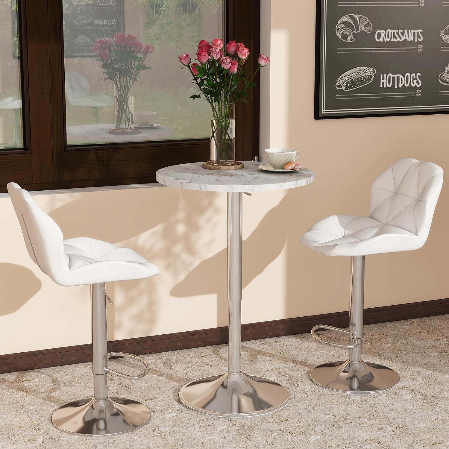 3-Piece Bar Table Set, Marble  - Home Bar Stools review and price