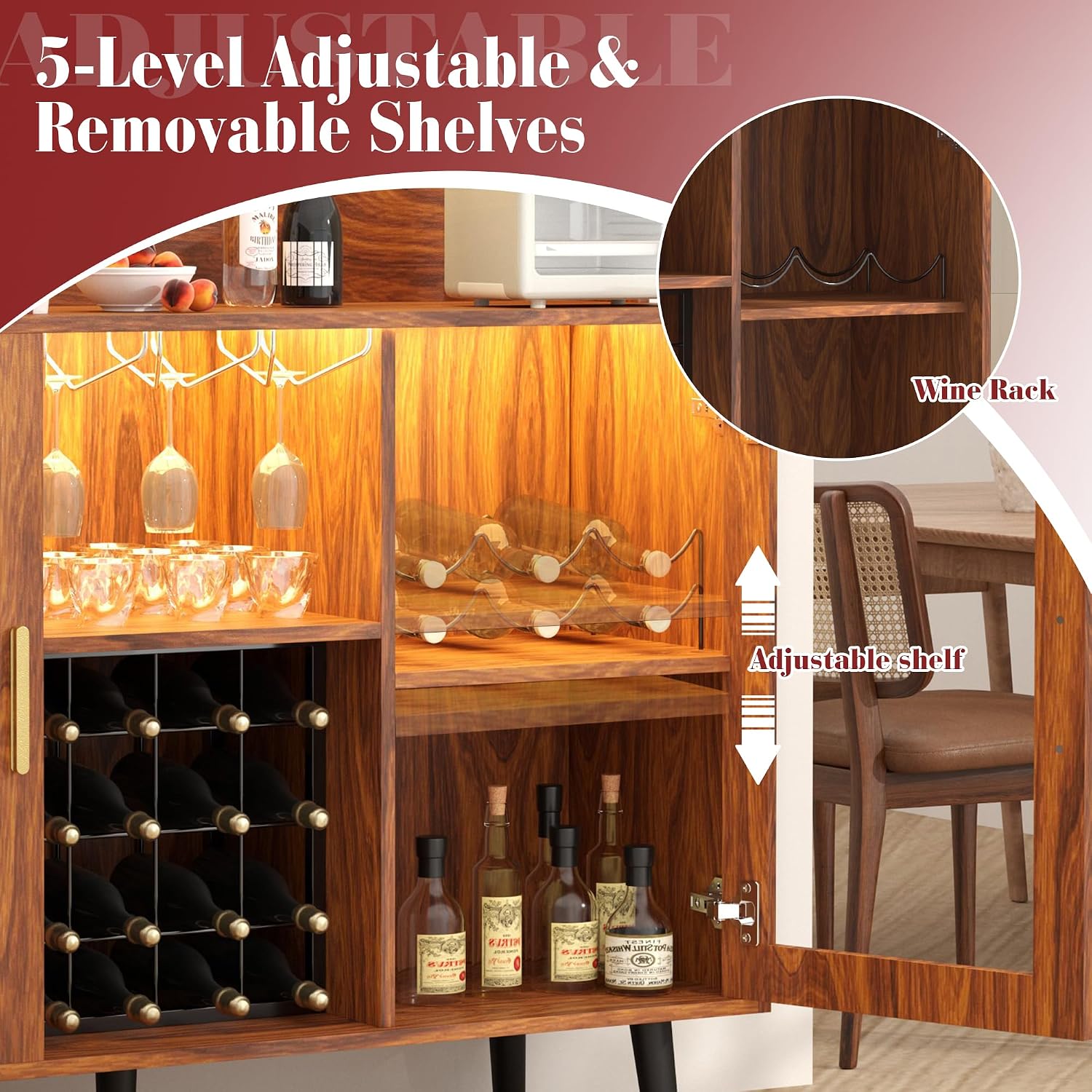 LED Wine Bar Cabinet with Stor - Home Bar And Cabinet review and price