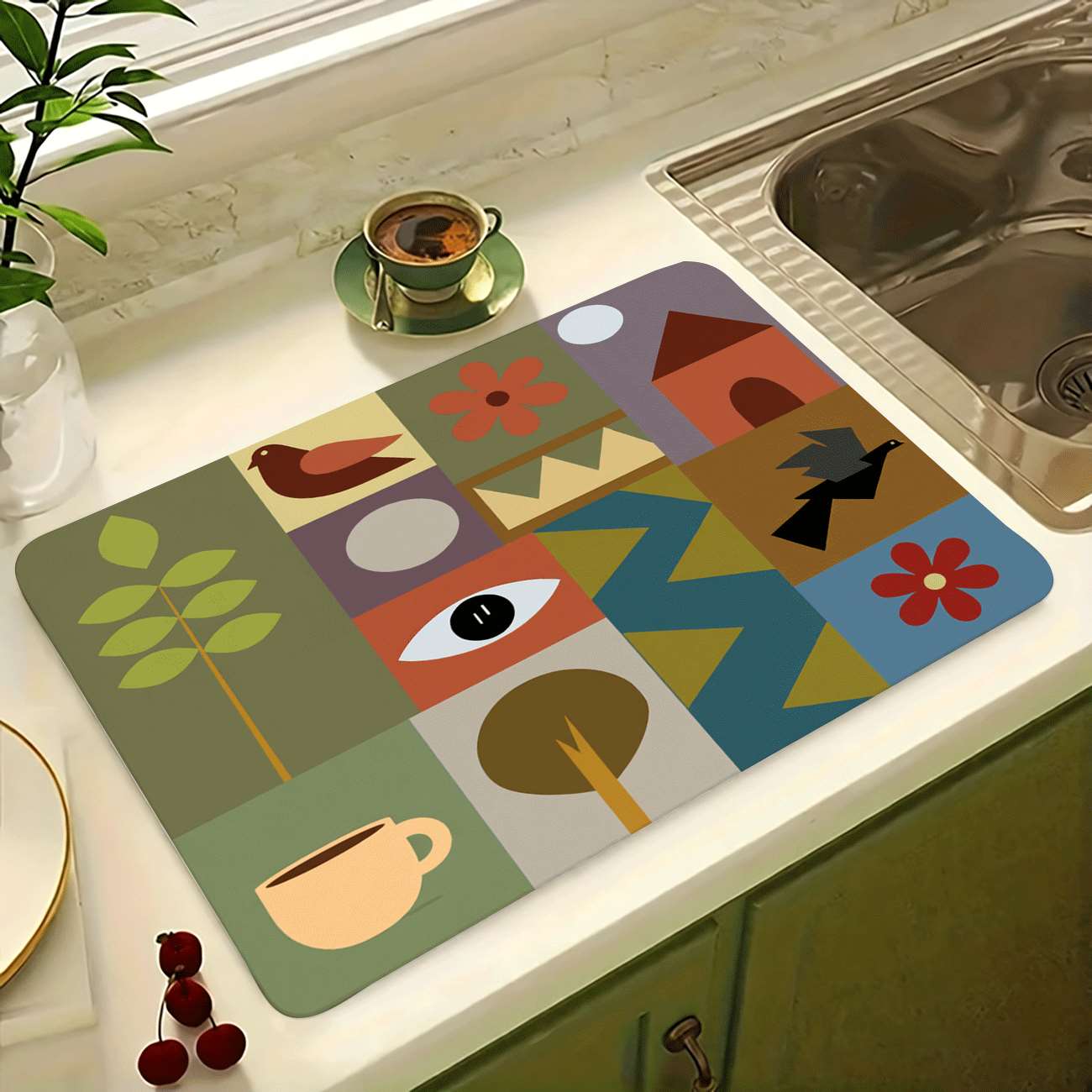 Mid-Century Modern Geometric P - Bar Mat Rubber review and price