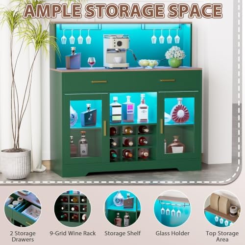 Wine Bar Cabinet with LED Ligh - Home Bar And Cabinet review and price