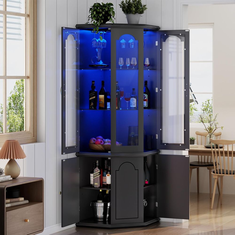 Illuminated Bar Cabinet with T - Home Bar And Cabinet review and price